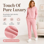 Women's Relaxed Button Neck Two Piece Set
