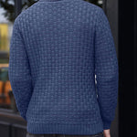 Men's Textured Button Neck Knit Jumper