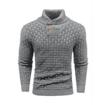 Men's Textured Button Neck Knit Jumper