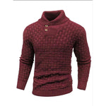 Men's Textured Button Neck Knit Jumper
