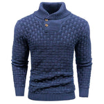 Men's Textured Button Neck Knit Jumper