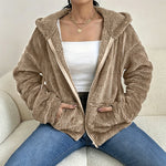 Women's Fluffy Hooded Zip Jacket