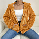 Women's Fluffy Hooded Zip Jacket