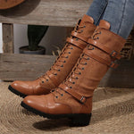 Women's Buckle Detail Mid-Calf Boots