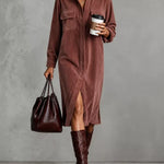 Women's Corduroy Button-Down Shirt Dress