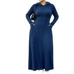Women's Ribbed Hooded Maxi Dress