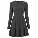 Women's Ribbed Ruffle Hem Midi Dress