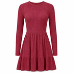 Women's Ribbed Ruffle Hem Midi Dress