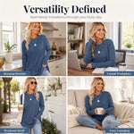 Women's Thumbhole Crew Neck Tunic Top