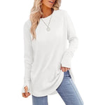 Women's Thumbhole Crew Neck Tunic Top