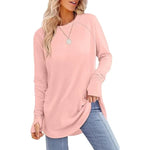 Women's Thumbhole Crew Neck Tunic Top