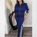 Women's Striped Zip-Up Tracksuit Set