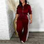 Women's Striped Zip-Up Tracksuit Set