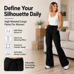 Women's High-Waist Cargo Flare Trousers
