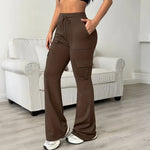 Women's High-Waist Cargo Flare Trousers