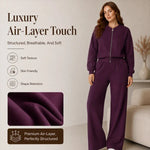 Women's Zip-Up Jacket & Straight-Leg Trouser Set