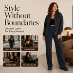 Women's Zip-Up Jacket & Straight-Leg Trouser Set