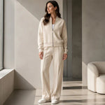 Women's Zip-Up Jacket & Straight-Leg Trouser Set