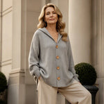 Women's Button Front Hooded Knit Cardigan