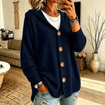Women's Button Front Hooded Knit Cardigan