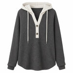 Women's Waffle Knit Button-Neck Hoodie