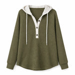 Women's Waffle Knit Button-Neck Hoodie
