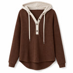 Women's Waffle Knit Button-Neck Hoodie