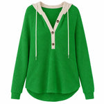Women's Waffle Knit Button-Neck Hoodie