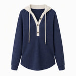 Women's Waffle Knit Button-Neck Hoodie