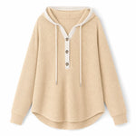 Women's Waffle Knit Button-Neck Hoodie