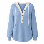 Women's Waffle Knit Button-Neck Hoodie