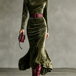 Long Sleeve Velvet Mermaid Maxi Dress