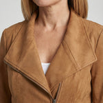 Isabella | Women's Asymmetric-Zip Tailored Faux Suede Biker Leather Jacket