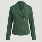 Isabella | Women's Asymmetric-Zip Tailored Faux Suede Biker Leather Jacket