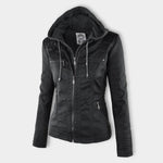 Lucinda | Hooded Moto Jacket with Removable Hood