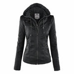 Sophia | Hooded Moto Jacket with Removable Hood