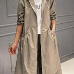 Kathleen | Hooded Zip-Up Long Trench Coat