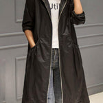 Kathleen | Hooded Zip-Up Long Trench Coat