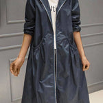 Kathleen | Hooded Zip-Up Long Trench Coat