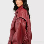 Renée | Oversized Contrast-Stitch Bomber Jacket