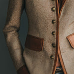 Sophia | Women's Vintage Herringbone Tweed Leather-Trim Button-Front Jacket