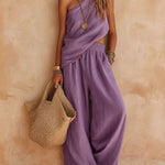 One-shoulder Sleeveless Top And Pants Casual Set