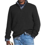 Men's Textured Button Neck Jumper