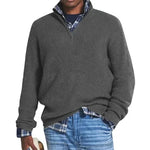 Men's Textured Button Neck Jumper